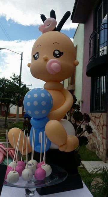 adornos con globos para baby shower niña
