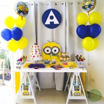 decoracion de minions para cumpleaños con globos