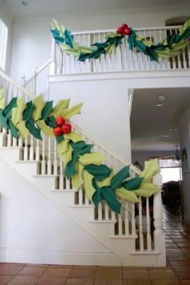 guirnalda navideñas de papel para escaleras