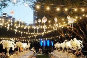 decoracion para bodas en jardin de noche al aire libre