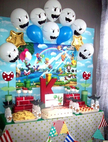 decoracion de mario bros para cumpleaños globos