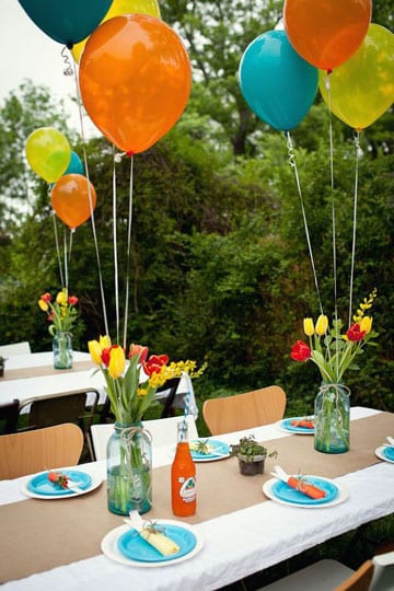 decoracion con globos de helio cumpleaños