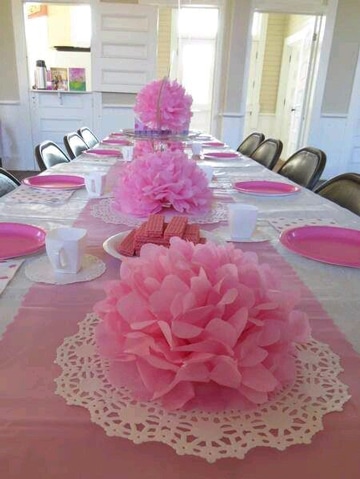 centros de mesa con papel china rosado