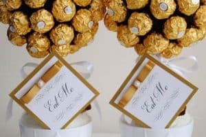 centros de mesa dorados en blanco y dorado u oro para boda