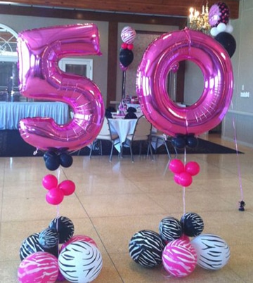 decoracion de globos para 50 años para mujer