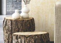 decoracion interior y mesas rusticas de troncos
