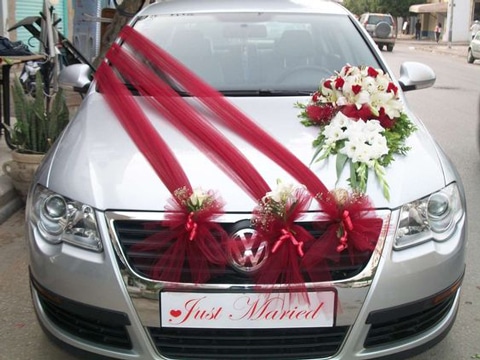 decoracion de carros para boda con telas