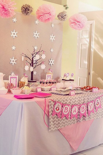 imagenes para baby shower niña mesa decorada