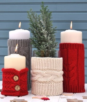 arreglos navideños con velas a crochet