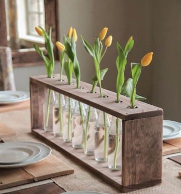 adornos para mesa de comedor rectangular con plantas