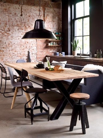 diseños de mesas de madera para comedor estilo industrial