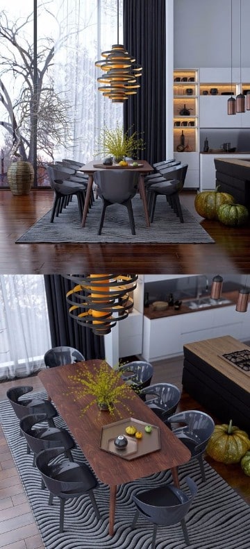 diseños de mesas de madera para comedor gris