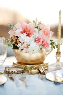 centros de mesa dorados para bodas