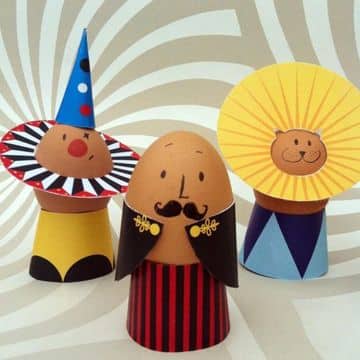 huevos decorados para niños de personajes de circo