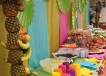una original y divertida decoracion tropical para fiestas