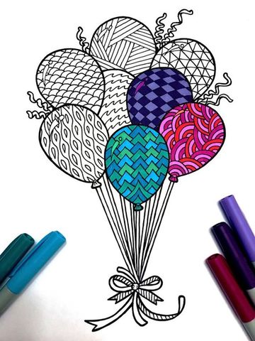 globos de cumpleaños para colorear estampados