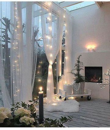 cortinas de luces navideñas para decorar terrazas