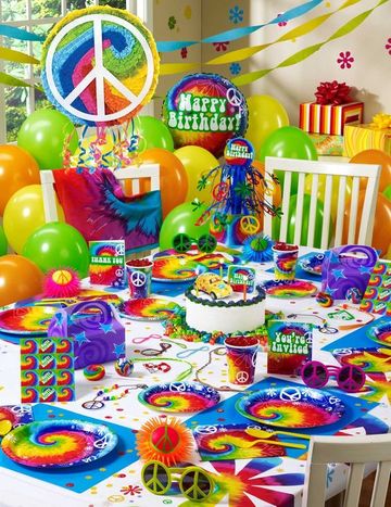 decoracion de colores para cumpleaños hippie