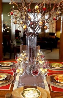 adornos para mesa de comedor de vidrio para navidad