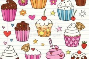 decoraciones con imagenes de cupcakes para dibujar