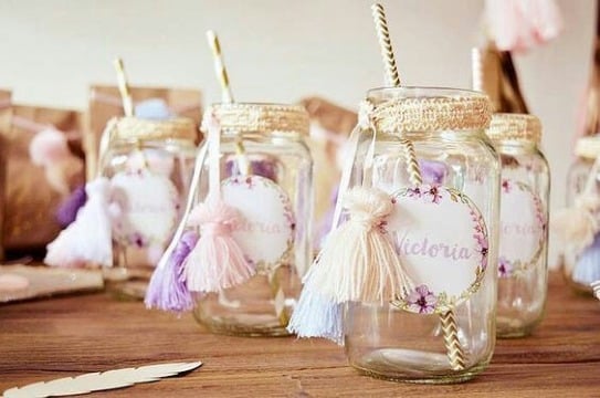 frascos decorados para baby shower de niña