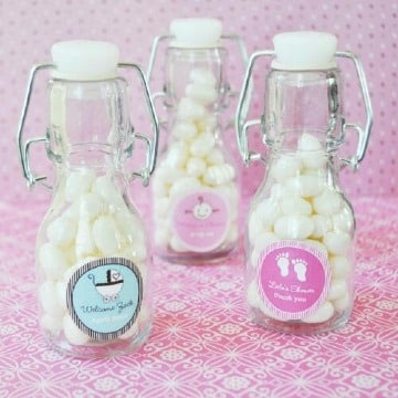 tipos de frascos decorados para baby shower