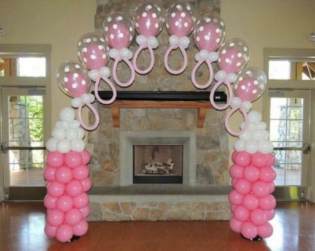arco de globos para baby shower niña