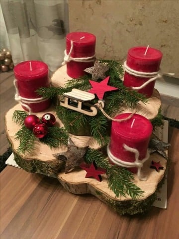 centros de mesa navideños con velas rustico
