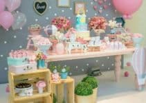 grandiosos decorados en mesa de postres baby shower