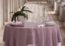 diseños de manteles para mesa redonda en 15 años o bodas