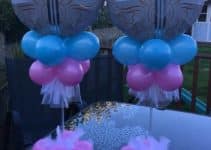 4 grandes arreglos con globos de helio para bautizo