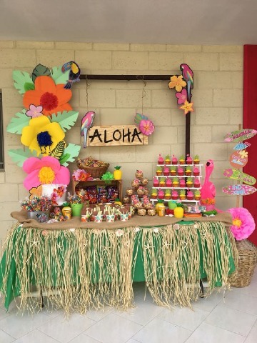 como decorar fiesta hawaiana para niños