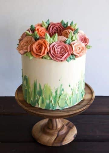 decoracion de tortas de cumpleaños para mujeres con flores