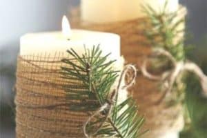 adornos de mesa con velas navideños