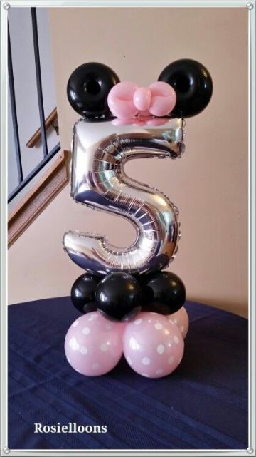 decoracion de minnie con globos para fiesta infantil