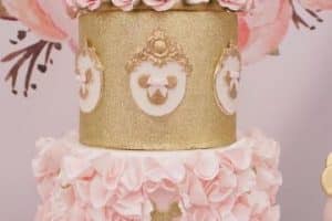torta de cumpleaños tematica minnie golden