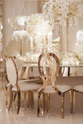 mesas de bodas de oro matrimoniales