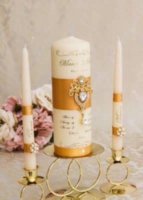 velas decoradas con liston para comunion