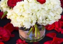 4 centros de mesa en rojo y blanco para cenas y bodas