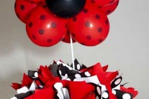 3 centros de mesa de ladybug para fiestas de niñas
