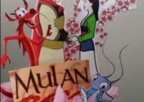 2 hermosos centros de mesa de mulan para fiestas infantiles