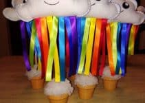 3 centros de mesa de arcoiris para fiestas infantiles