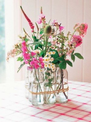 centros de mesa con flores y plantas