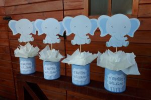 centros de mesa foami bautizo nino con animalitos