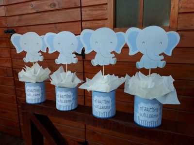 centros de mesa foami bautizo nino con animalitos