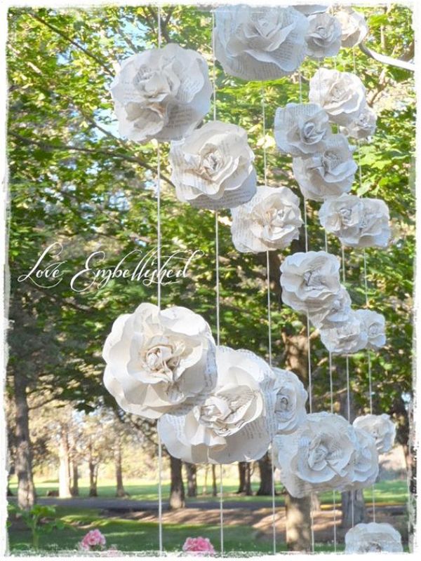 flores de papel para boda colgantes
