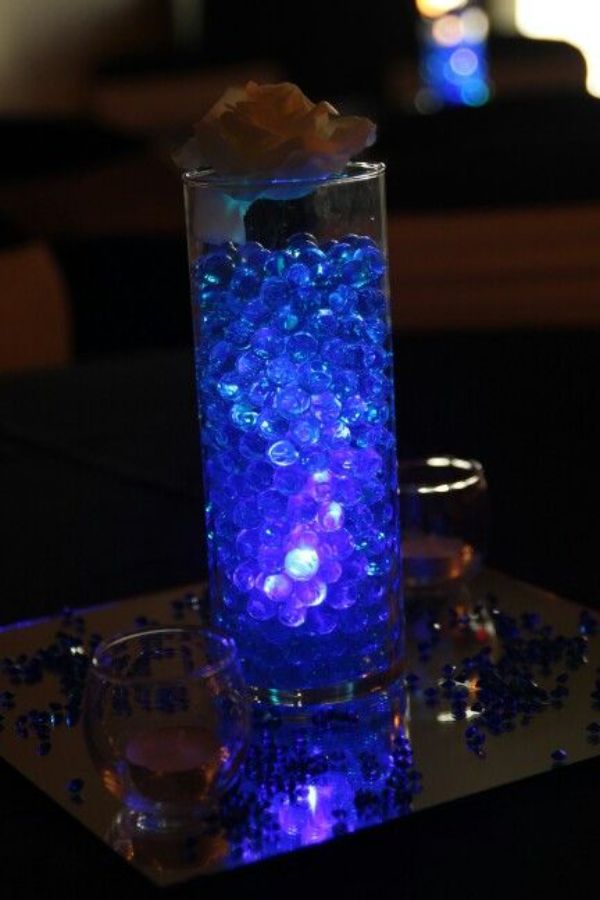 centros de mesa color lila hidrogel luminoso