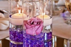 centros de mesa color lila velas