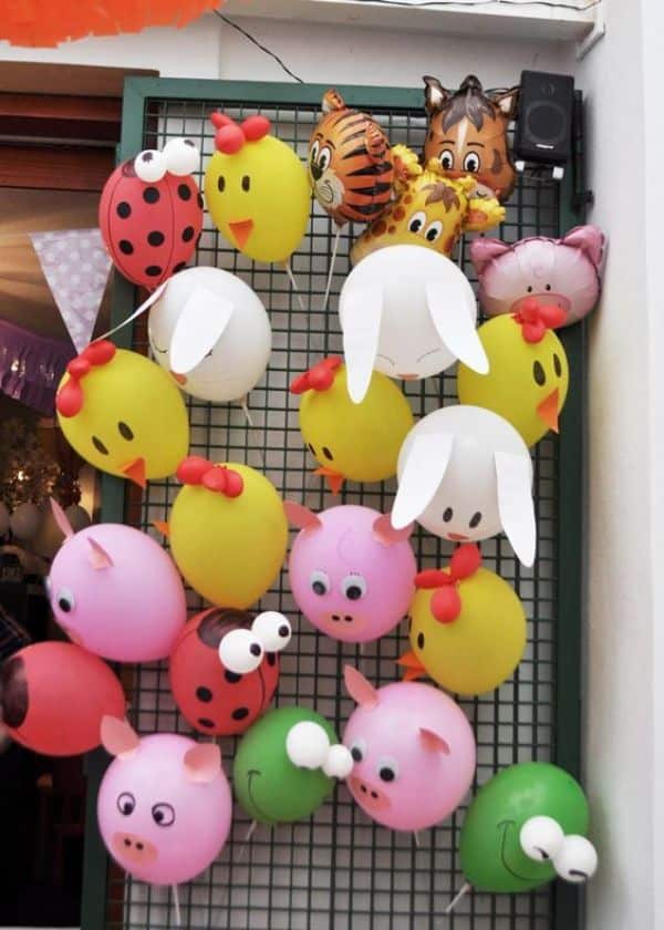 decoración de granja de zenon globos