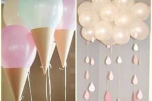 decoracion con globos decorados helados y lluvia